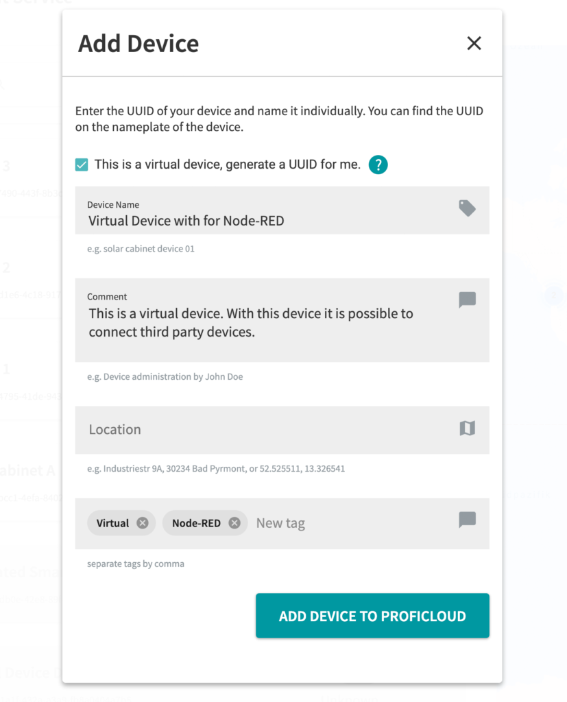 With the new update, virtual devices can be created on Proficloud.io with a few clicks and used for e.g. Node-RED applications.