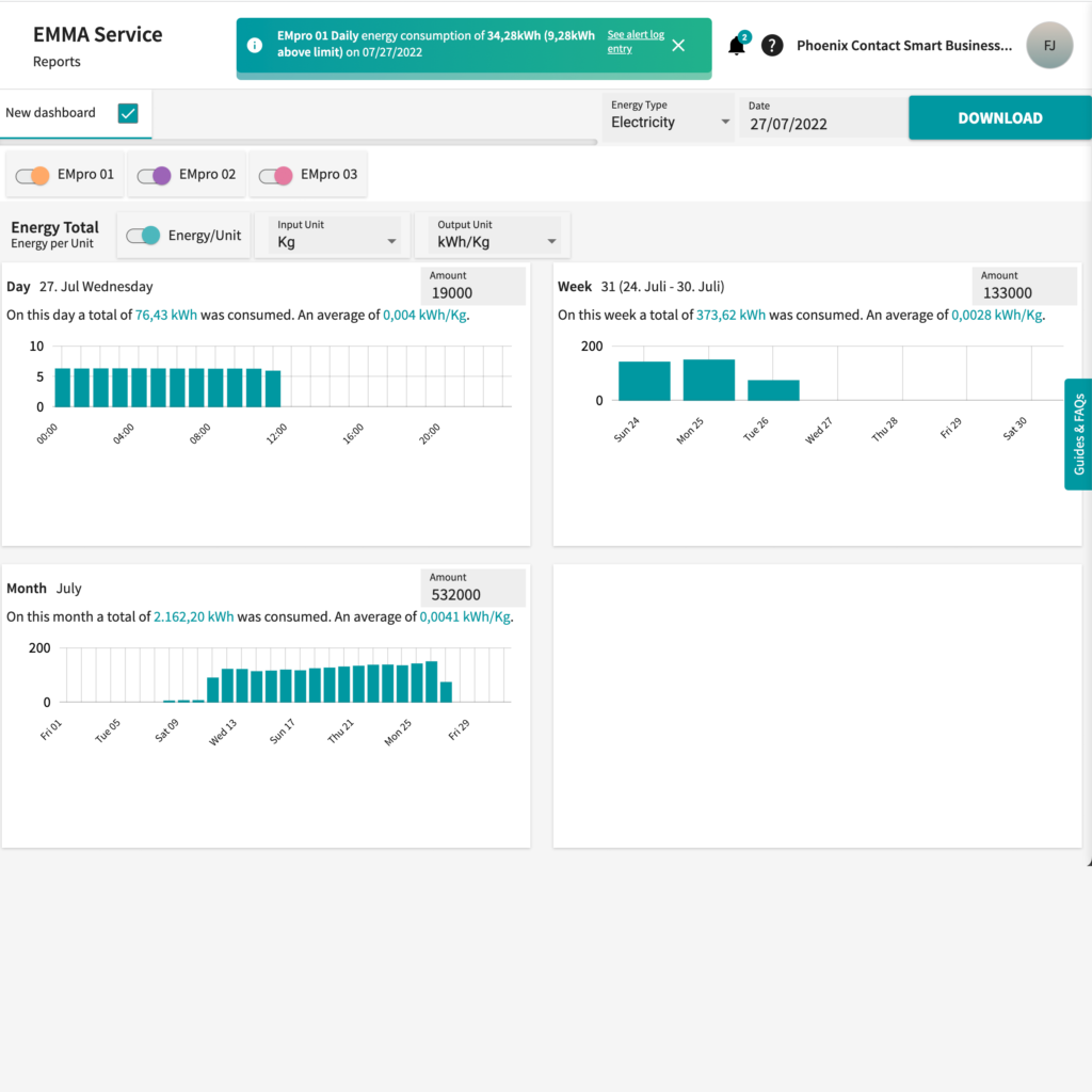 Based on your dashboards, create simple reports with EnPIs