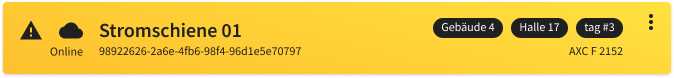 The color yellow indicates that something is not working with the device or the connected machine. A check should be performed as soon as possible.