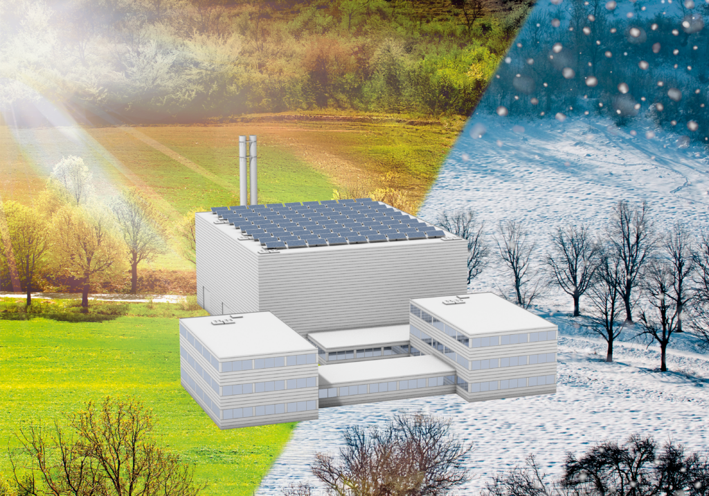 Landschaften mit Sommer und Winter. Heating Degree Days und Cooling Degree Days im Bereich der Produktion