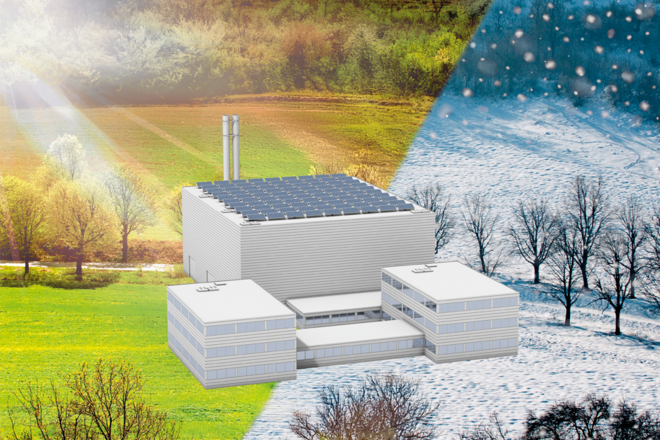 Landschaften mit Sommer und Winter. Heating Degree Days und Cooling Degree Days im Bereich der Produktion