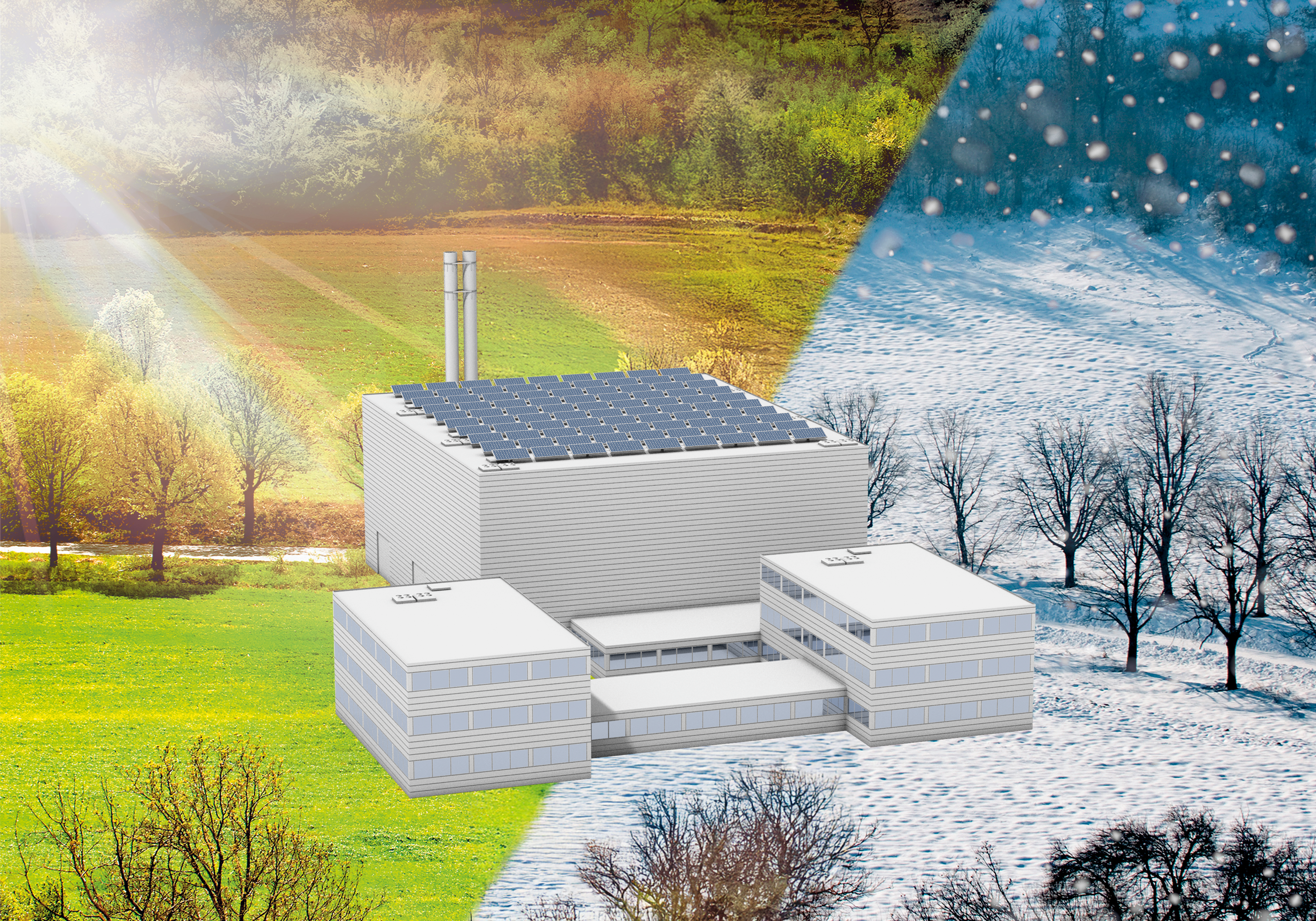 Landschaften mit Sommer und Winter. Heating Degree Days und Cooling Degree Days im Bereich der Produktion