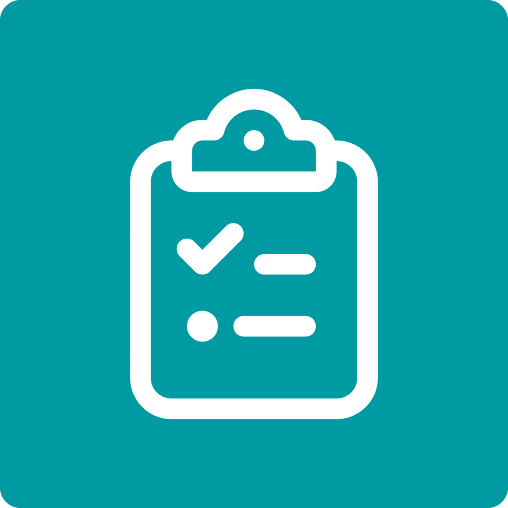 Icon mit Liste. Bulletpoint und Checkmarks