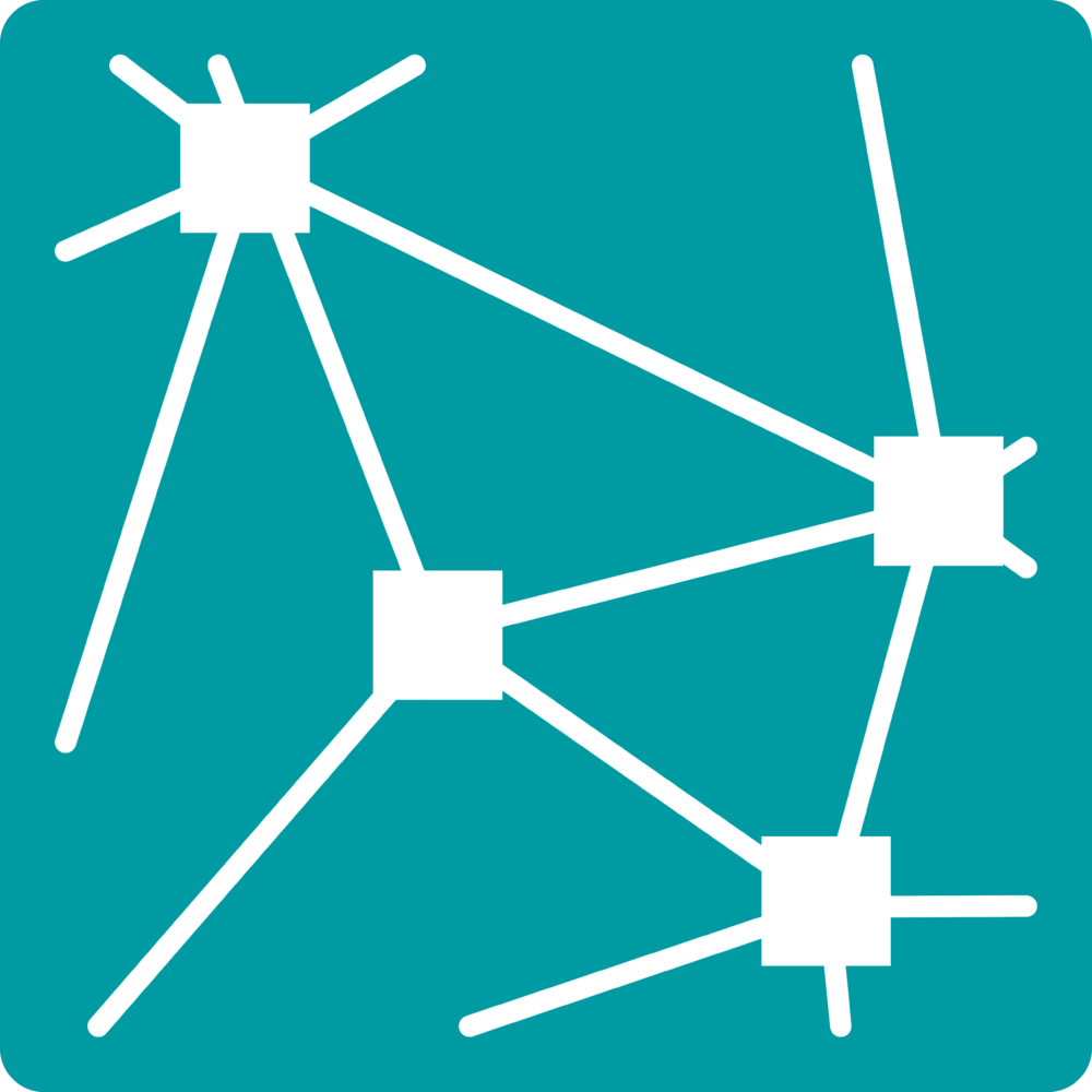 Icon für Remote Access und Role Management. A net with lines and dots